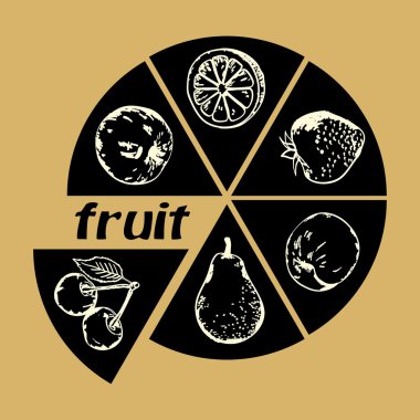 yolları meyvesi parçaları siyah arka plan çemberi ayarlayın