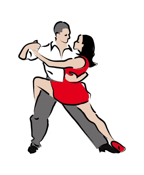 Hombre y mujer bailando tango. ilustración estilizada — Archivo Imágenes Vectoriales