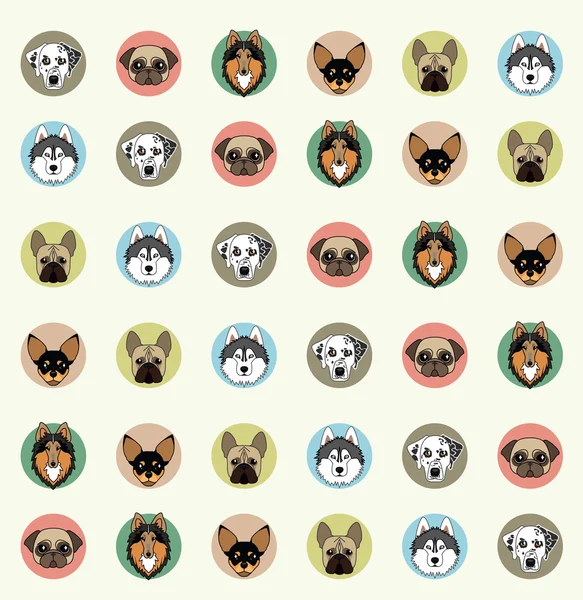 Fondo de pantalla con mascotas de diferentes razas — Vector de stock