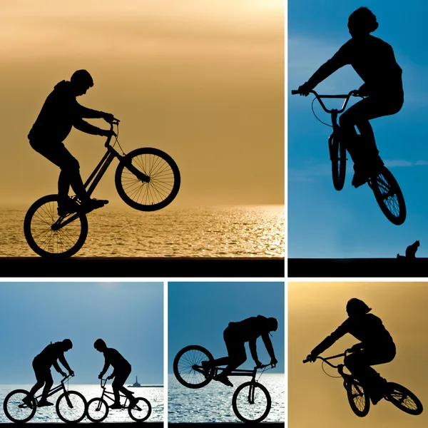 Dağ bisikleti kolaj — Stok fotoğraf