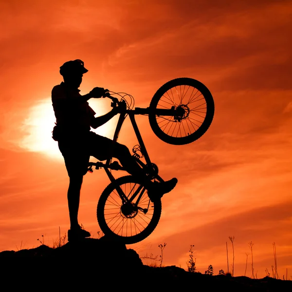 Extrema bicicleta de montaña deporte atleta hombre equitación al aire libre estilo de vida sendero — Foto de Stock