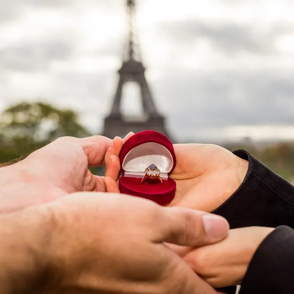 tutuşup. Paris'te genç Çift