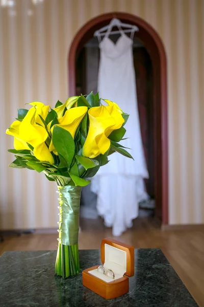 Bruiloft gele bloemen, boeket — Stockfoto