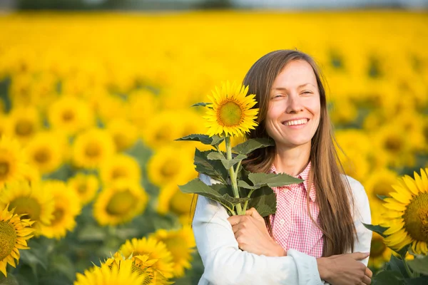 Sonnenblumenfrau — Stockfoto