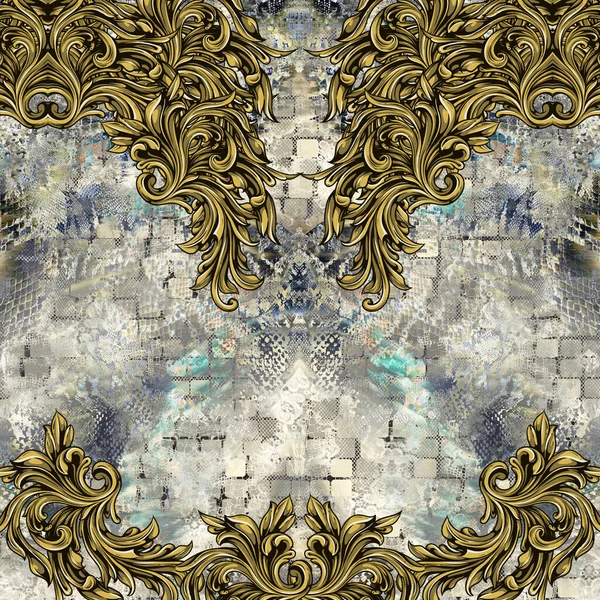 Golden Baroque Textured Background Ready Textile Prints — Stock Photo, Image