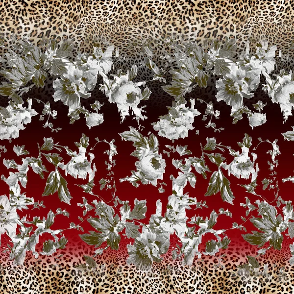 Animals Skin with Flowers Design Ready for Textile Prints.