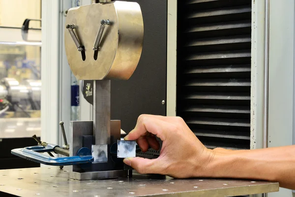 Shear stress specimen after test on testing machine — Stock Photo, Image