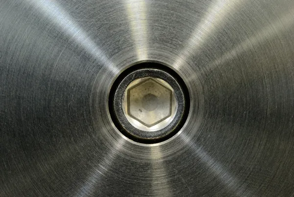 Acciaio inox dopo la lavorazione con sfondo bullone — Foto Stock