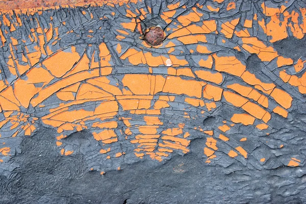 Antiguo naranja pintado en textura de goma crack — Foto de Stock