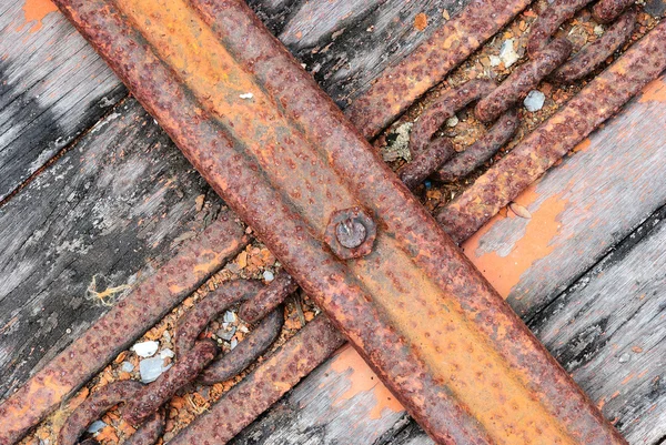 Le vieux plancher de camion avec fond de ligne de chaîne — Photo