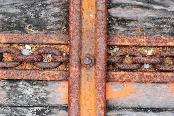 Le vieux plancher de camion avec ligne de chaîne — Photo