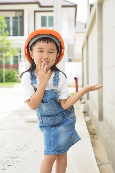 Acting of little engineer feel relax — Stock Photo, Image