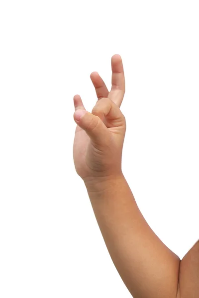 Çocuğun eli yapmak ok simgesi — Stok fotoğraf