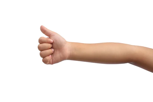 Kid hand shown thumb up symbol — Stock Photo, Image