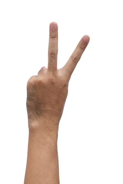Ręką człowieka zrobić symbol na białym tle — Zdjęcie stockowe