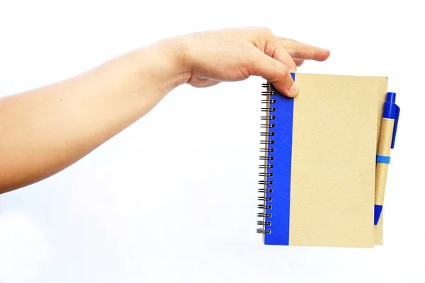 Man hand hålla anteckningsboken — Stockfoto