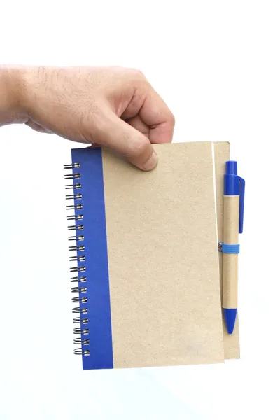 Hand hold brown notebook — Stock Photo, Image