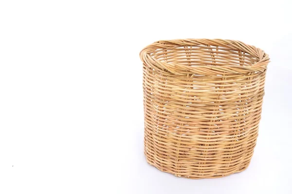 Rattan basket on isolated white — Stock Photo, Image