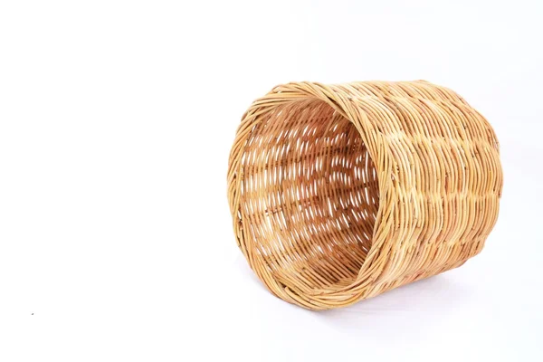 Rattan basket on isolated white — Stock Photo, Image