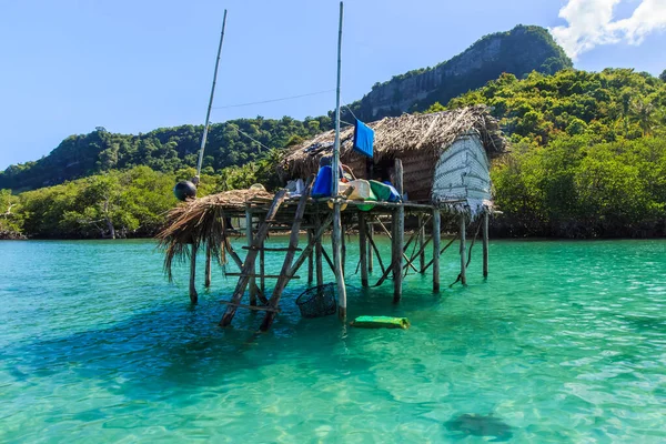 Bellissimi Paesaggi Vista Borneo Mare Villaggio Zingaro Bohey Dulang Island — Foto Stock