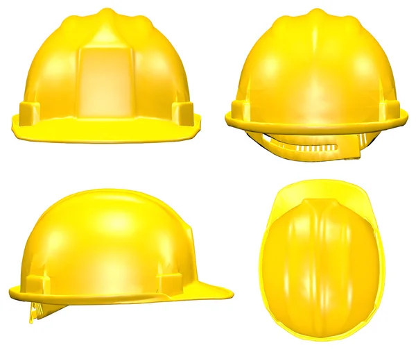 Cuatro vistas del casco amarillo — Foto de Stock