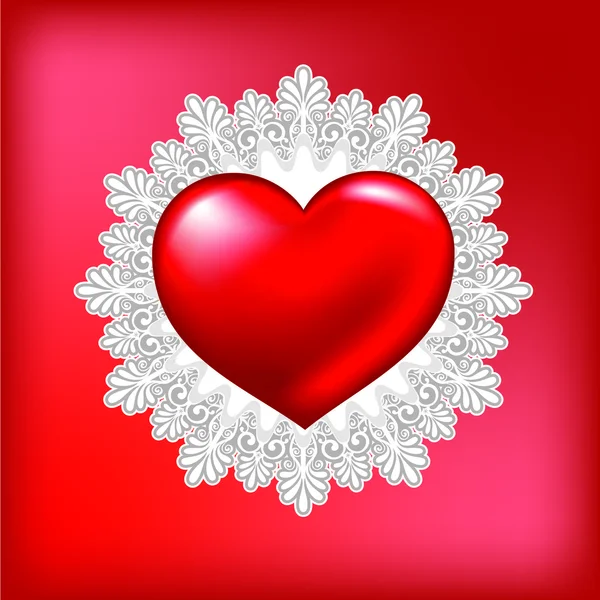 Fondo de San Valentín con corazón rojo — Vector de stock