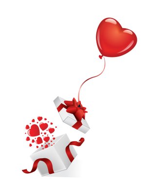 kalp balon tarafından hediye kutusu açma