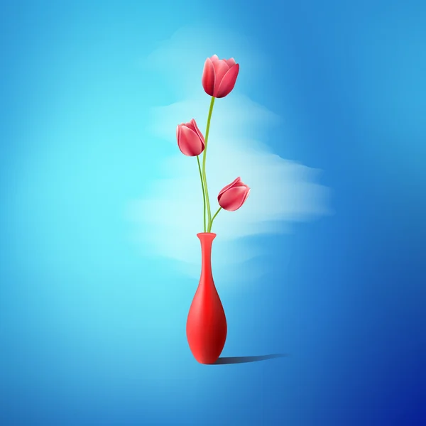 蓝色背景上的玫瑰 — 图库矢量图片