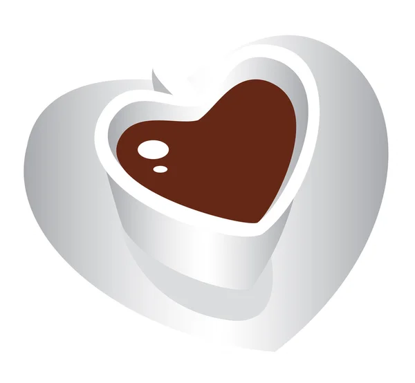 Amor corazón taza de café — Vector de stock