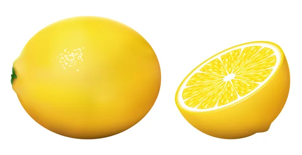 Citron frais avec feuille — Image vectorielle