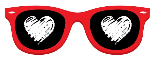 Corazón de amor en gafas de sol rojas — Vector de stock