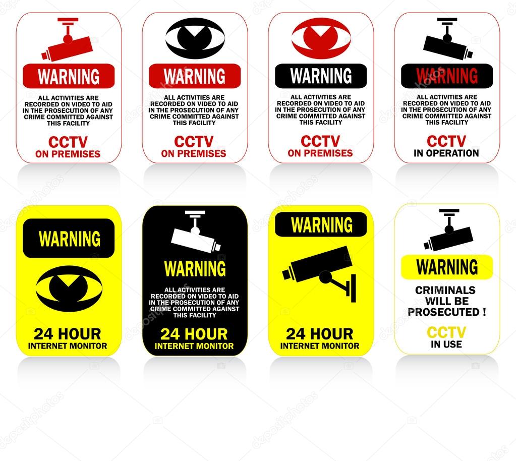 Set CCTV Warning Stickers