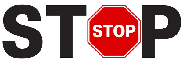 Stop text with stop sign — Stock Vector