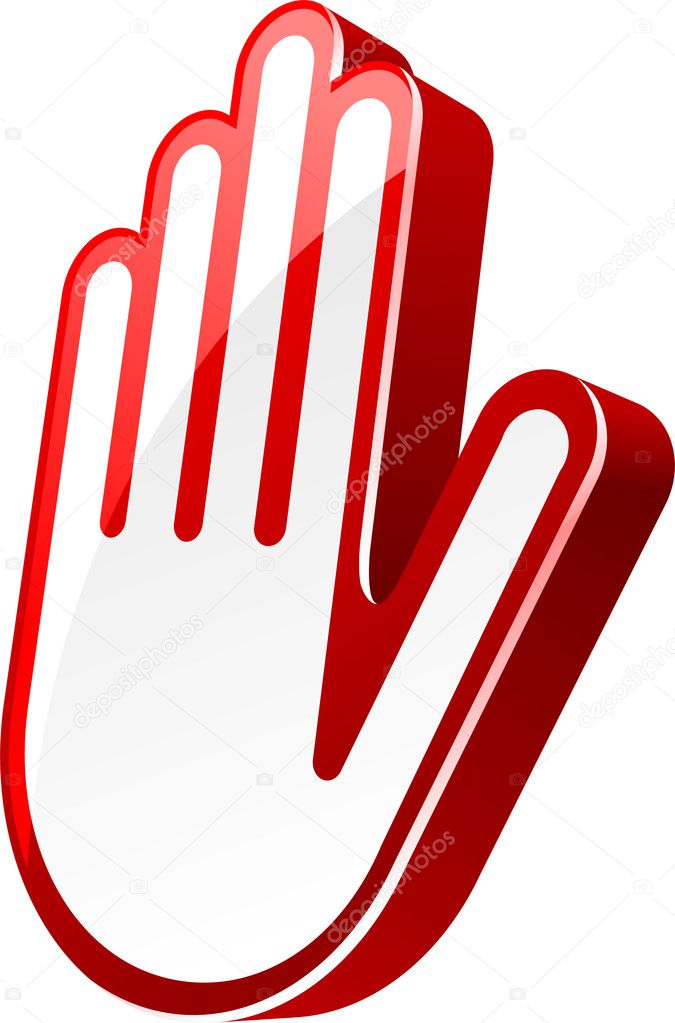 Stop Red Glossy Hand