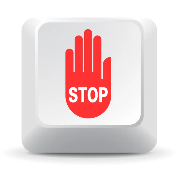 Stop hand op toets op het toetsenbord — Stockvector