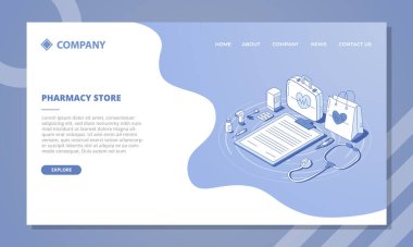 Web sitesi şablonu veya izometrik ve taslak biçim çizimi içeren ana sayfa indirme konsepti