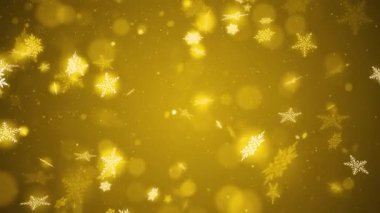 Kar Taneleri, Kar ve Parçacıkları ile Yeni Yıl Altın Arkaplanı