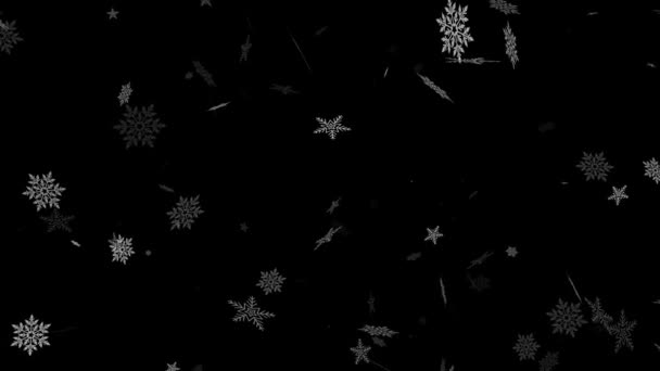 Χριστούγεννα νέο έτος φόντο με νιφάδες χιονιού, χιόνι και σωματίδια — Αρχείο Βίντεο