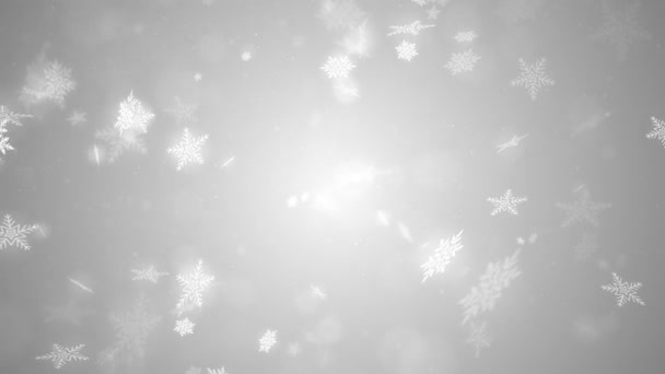Рождество Новый год фон со снежинками, снегом и частицами — стоковое видео