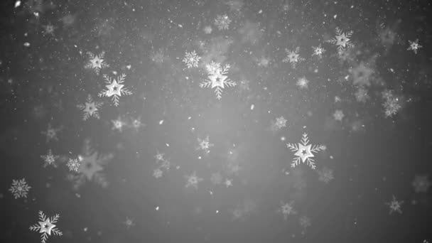 Christmas new year background with snowflakes, snow and particles — Stock Video