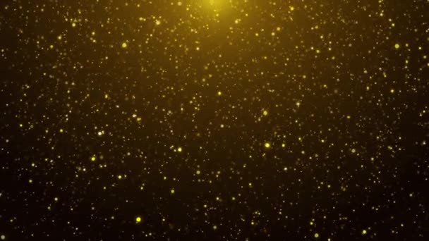 Glittering Gold Particles. Christmas, Celebration, Falling - Abstract Background — Stock Video