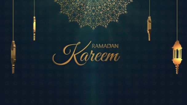 Ramadan kareem mubarak fundo com tipografia — Vídeo de Stock