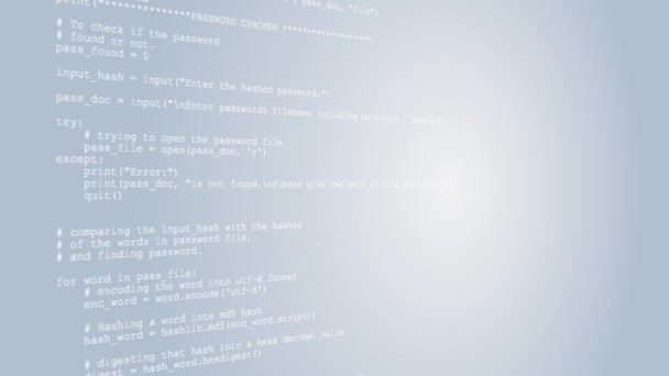 Animovaný počítač hacking text s bílým elegantním pozadím — Stock video