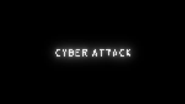 Cyber attack warning with glitch text effect — Vídeo de stock