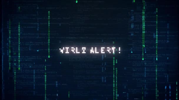 Warning computer virus alert. virus alert warning with glitch background. — ストック動画