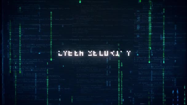 Cyber Ασφάλεια Glitch και το θόρυβο hacking φόντο — Αρχείο Βίντεο