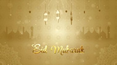 Golden Eid Mubarak Background with beautiful 3d gold text revealing