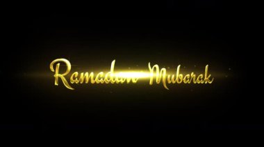 Ramazan Mübarek, parçacıklar ve parlayan ışıkla dolu 3d karşılama metni