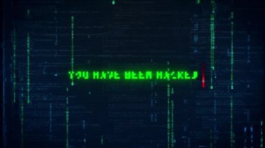 you have been hacked computer error warning message with glitch and noise text
