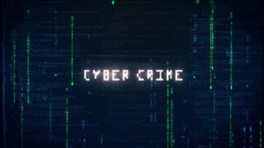 Siber Suçlar Uyarı Bilgisayarı Arıza ve gürültü arka planında siber suç uyarı mesajını hackliyor.